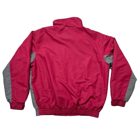 Cabelas Mens Red Gray Colorblock Full Zip Jacket Mock Neck Fleece Lined Size M - Picture 2 of 13